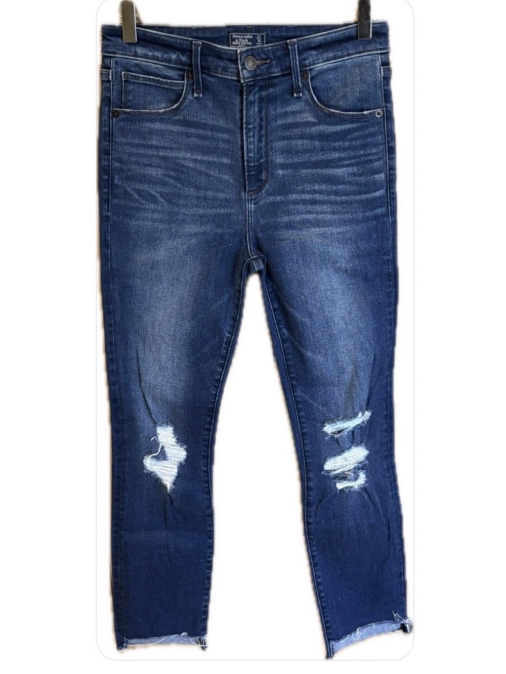 Abercrombie & Fitch Simone Hi-Rise Ankle Raw Hem Distressed Skinny Jeans 27